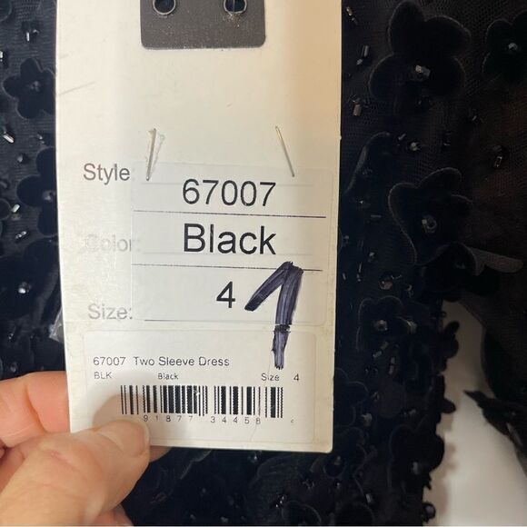 MAC DUGGAL EMBELLISHED ILLUSION HIGH NECK LONG SLEEVE FIT & FLARE - Picture 10 of 14